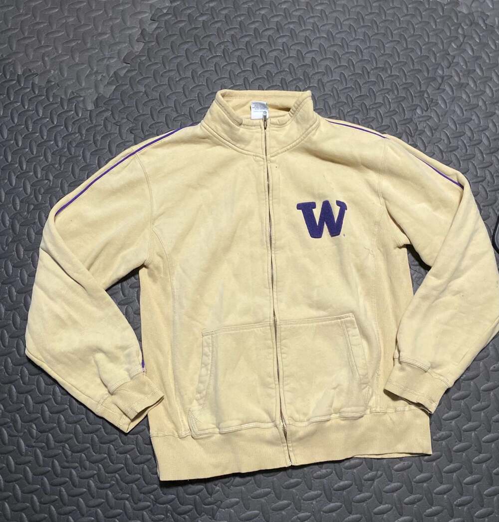 Campus Drive University of Washington Zip Fleece Jacket, Gold with Purple W, Siz